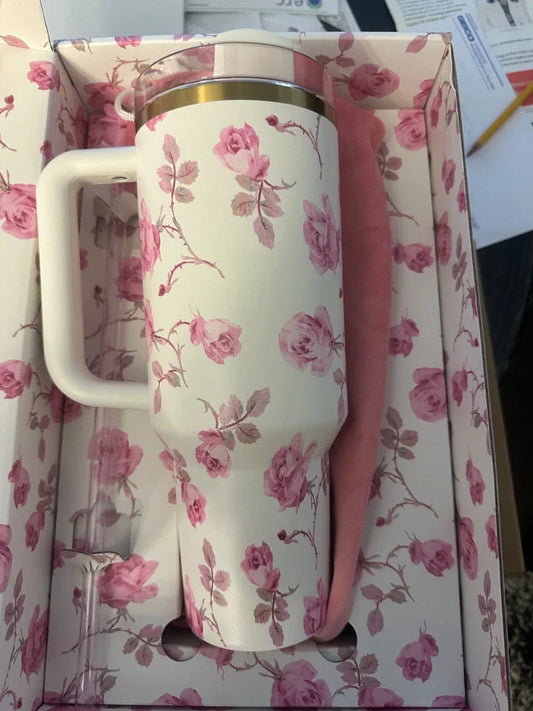 Stanley X Love Shack Fancy Ribbon Rosa 40oz Tumbler 100% Authentic Limited