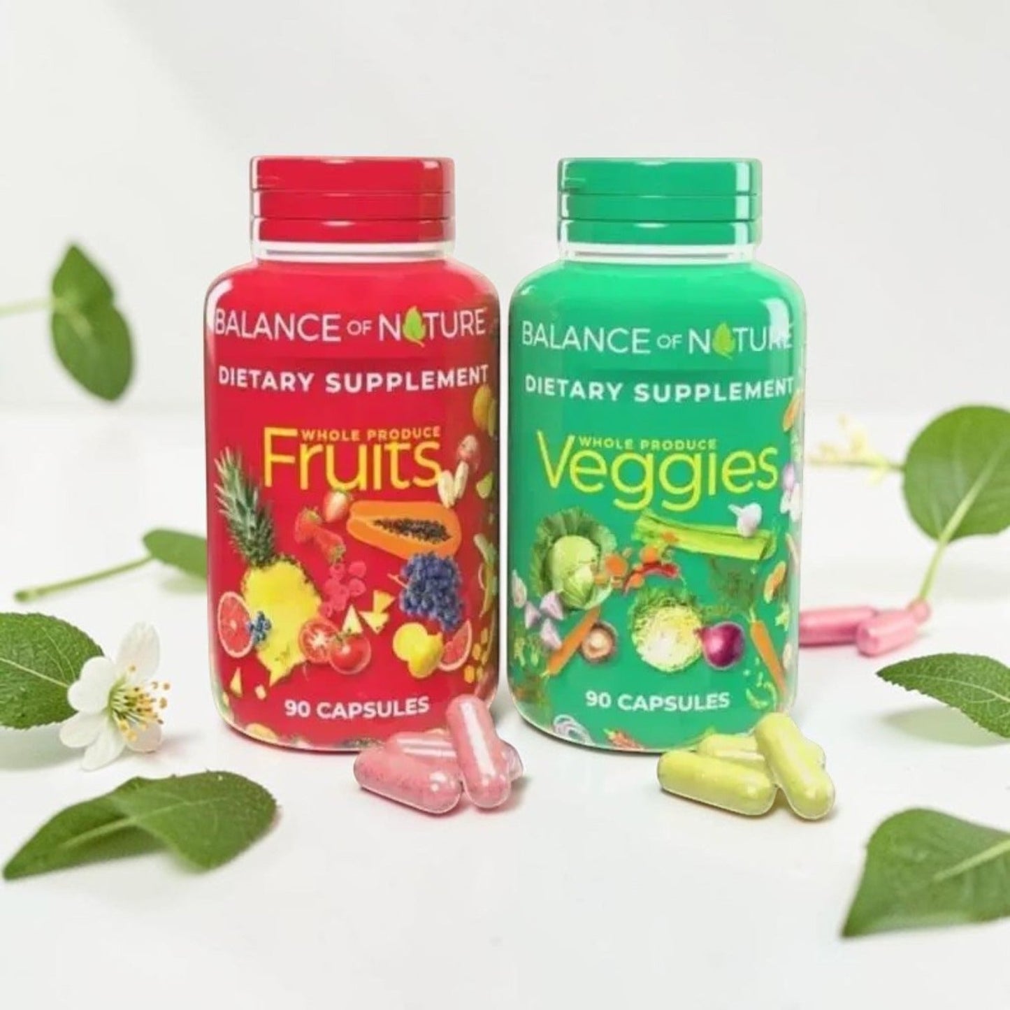 Balance of Nature Fruits & Veggies Dietary Supplement Capsules – 90 Count Bottles