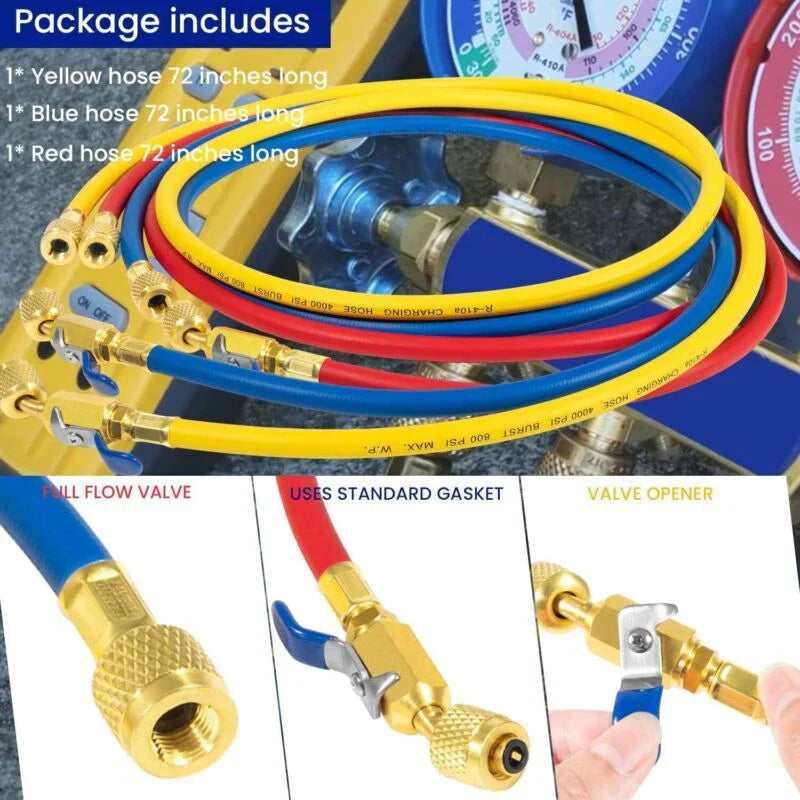 29986 Plus II 1/4" Heavy-Duty Refrigerant Charging Hose with Compact Ball Valve