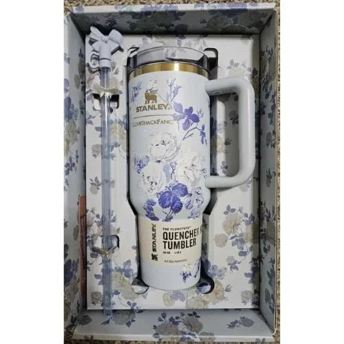 Stanley x Love Shack Fancy Tumbler 40oz Holiday Rosa Beaux Blue With Box Free Sh