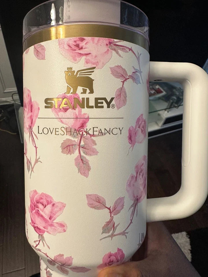 Stanley X Love Shack Fancy Ribbon Rosa 40oz Tumbler 100% Authentic Limited