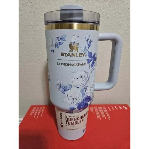 Stanley x Love Shack Fancy Tumbler 40oz Holiday Rosa Beaux Blue With Box Free Sh