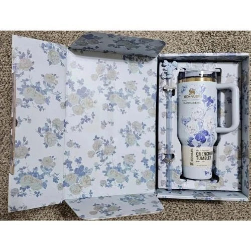 Stanley x Love Shack Fancy Tumbler 40oz Holiday Rosa Beaux Blue With Box Free Sh