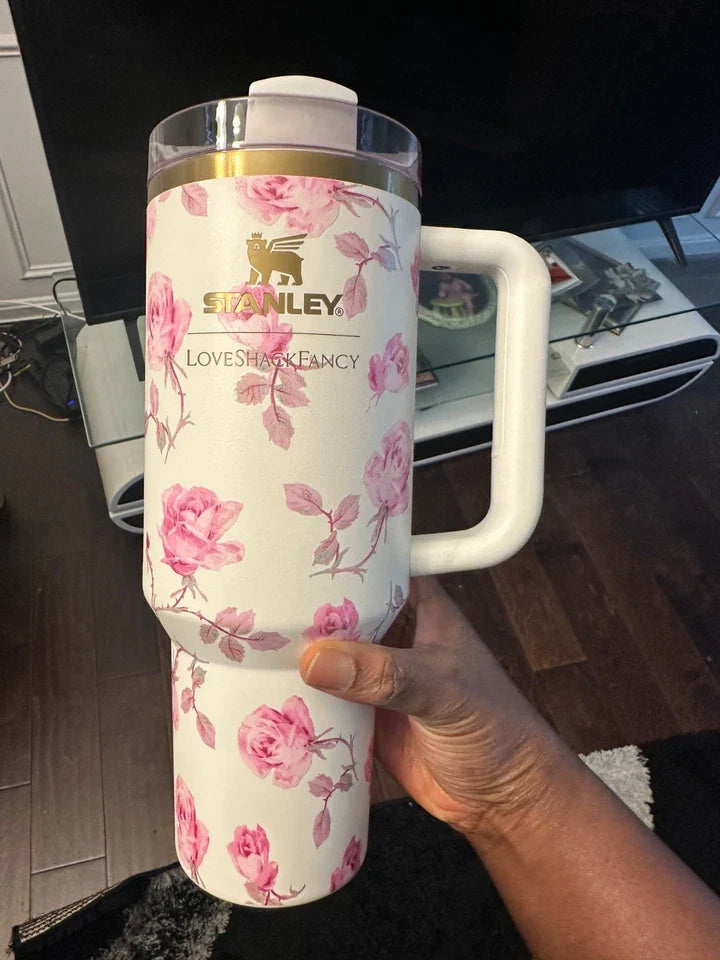 Stanley X Love Shack Fancy Ribbon Rosa 40oz Tumbler 100% Authentic Limited