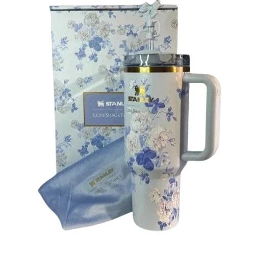 Stanley x Love Shack Fancy Tumbler 40oz Holiday Rosa Beaux Blue With Box Free Sh